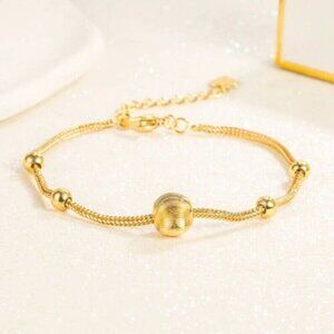 925 Sterling Silver Lucky Beads Bracelet length 7.5'' adjustable